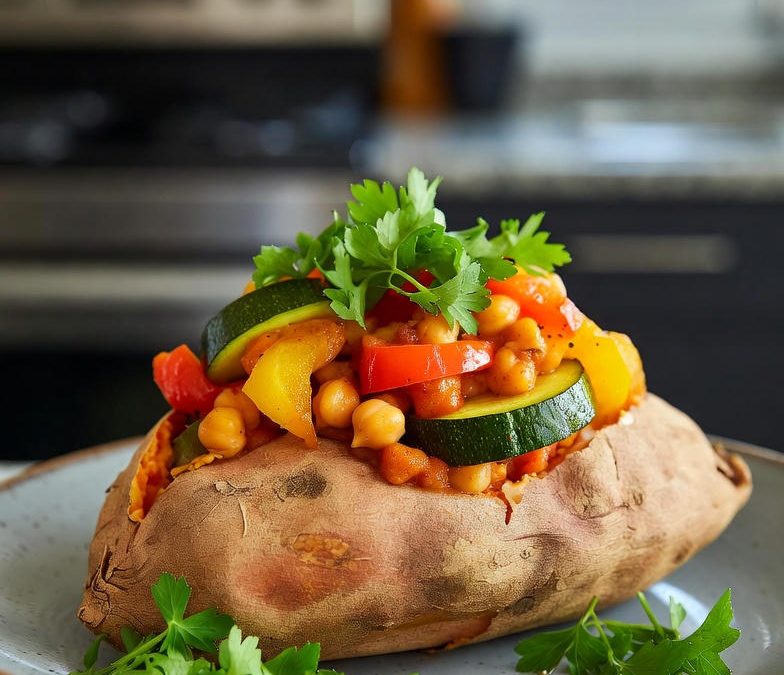 BONIATO RELLENO DE VERDURAS Y GARBANZOS